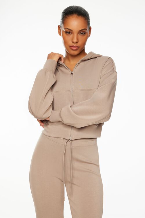 Anywear Scuba Cropped Zip Up Hoodie Gray Dynamite