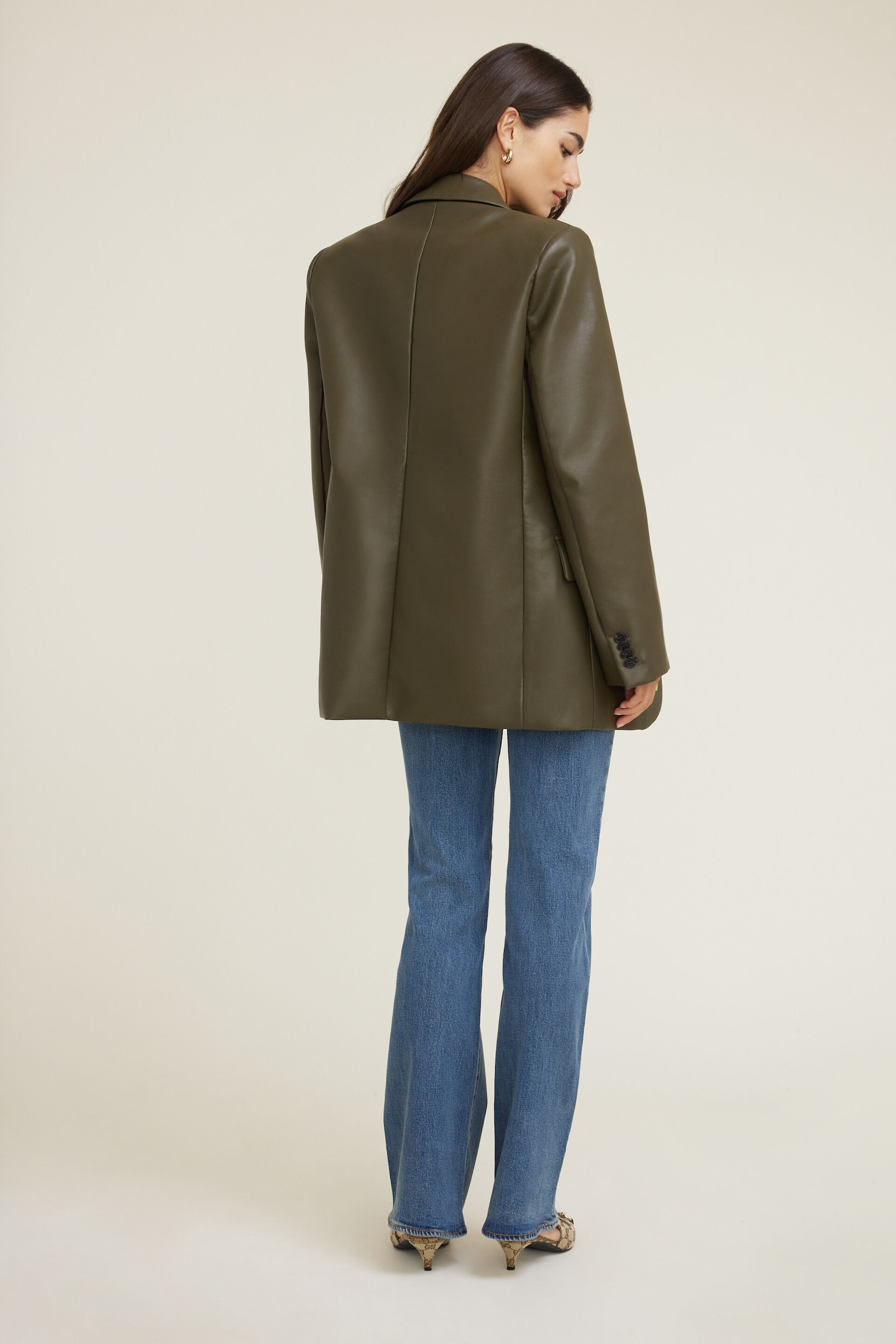 Veston ample en faux cuir