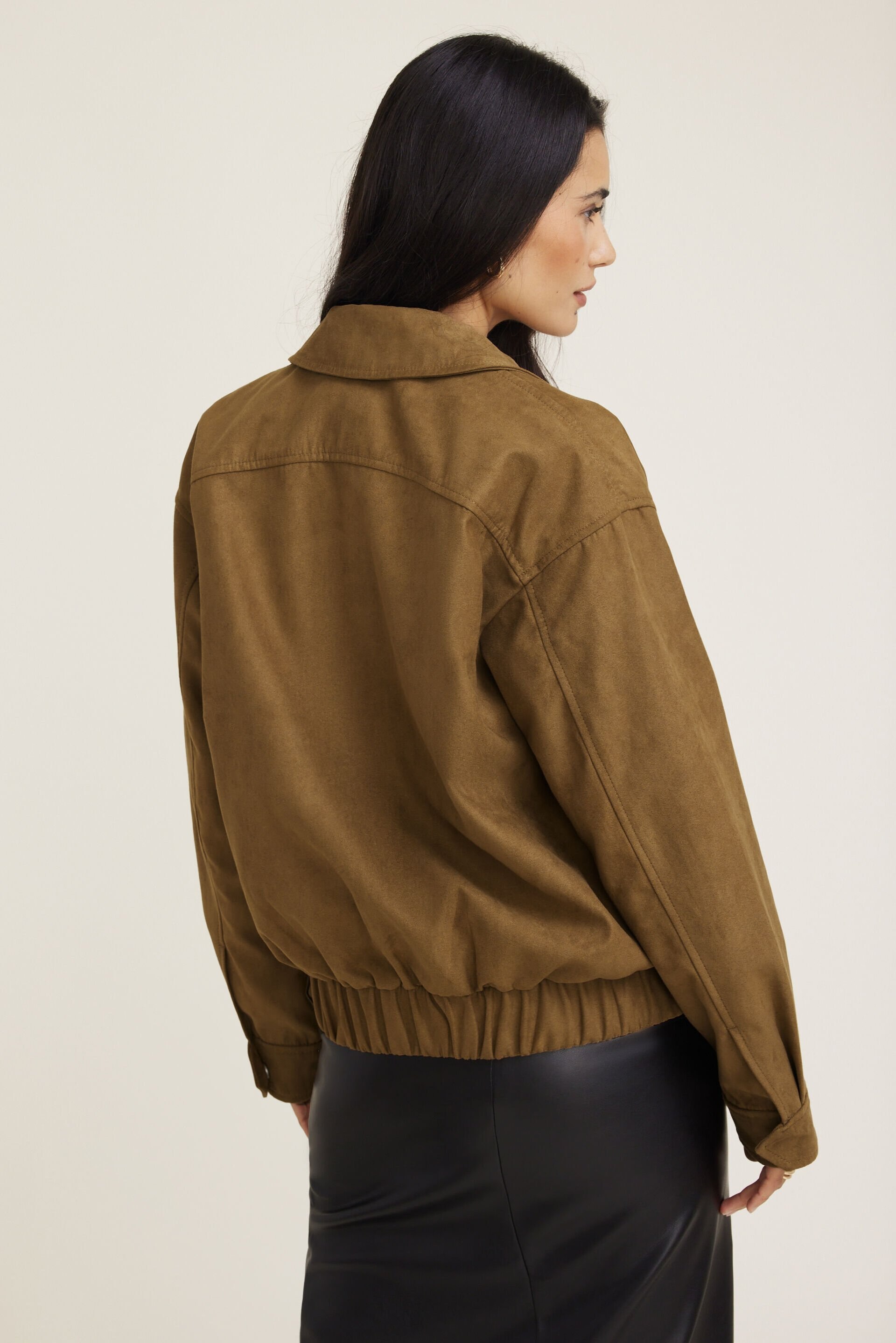 Faux Suede Coach Jacket