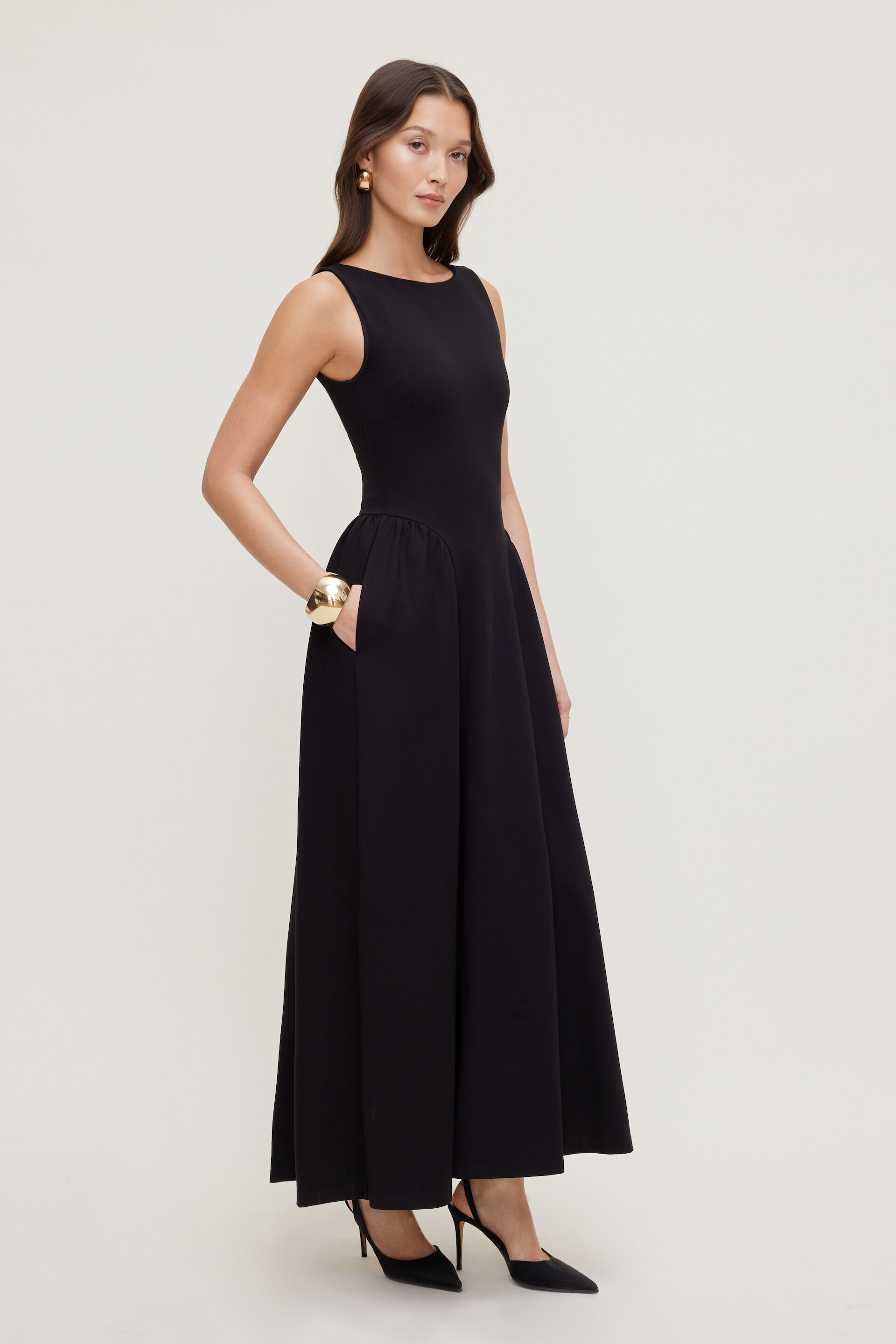 Iris Flared Ponte Maxi Dress