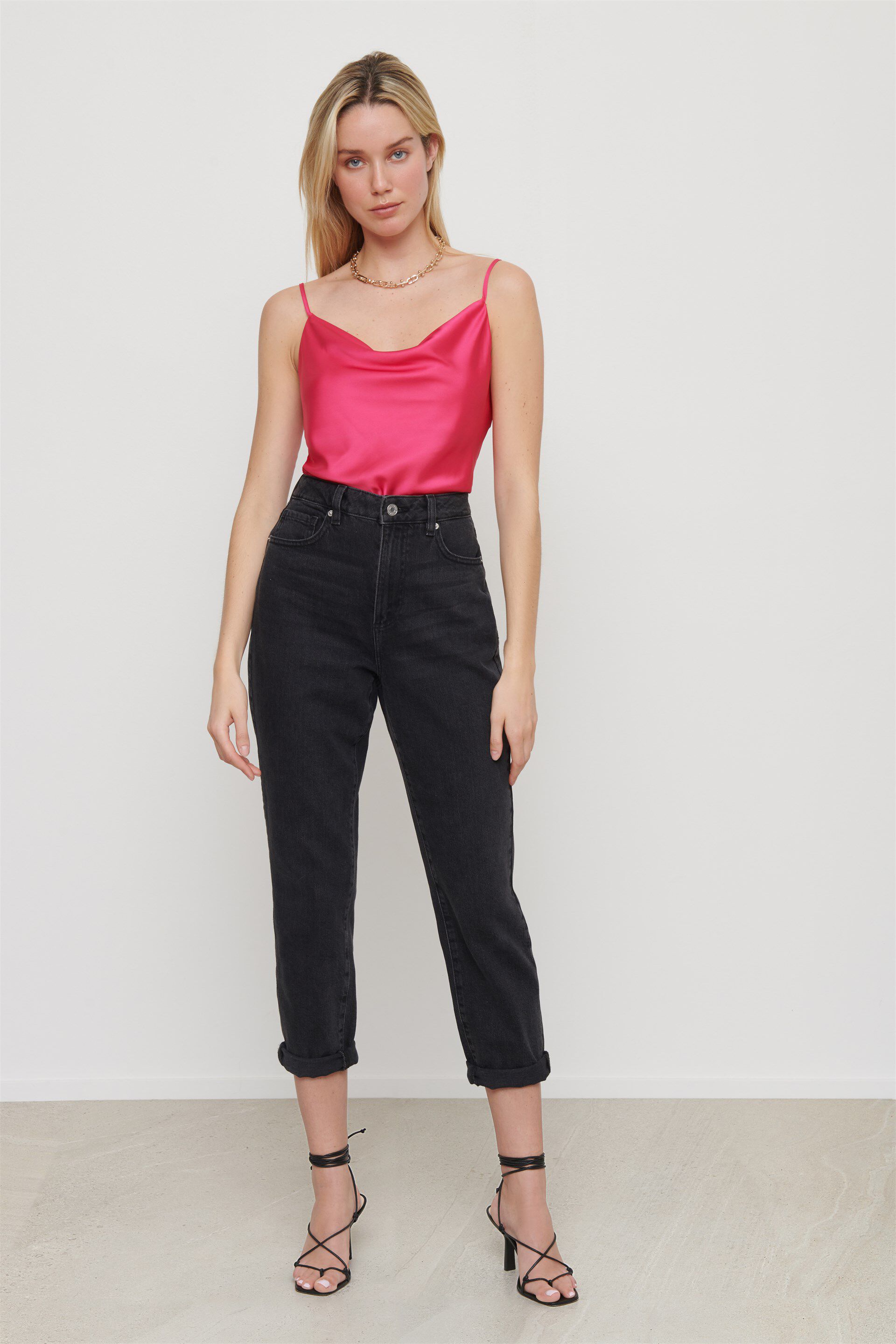 satin cowl neck cami