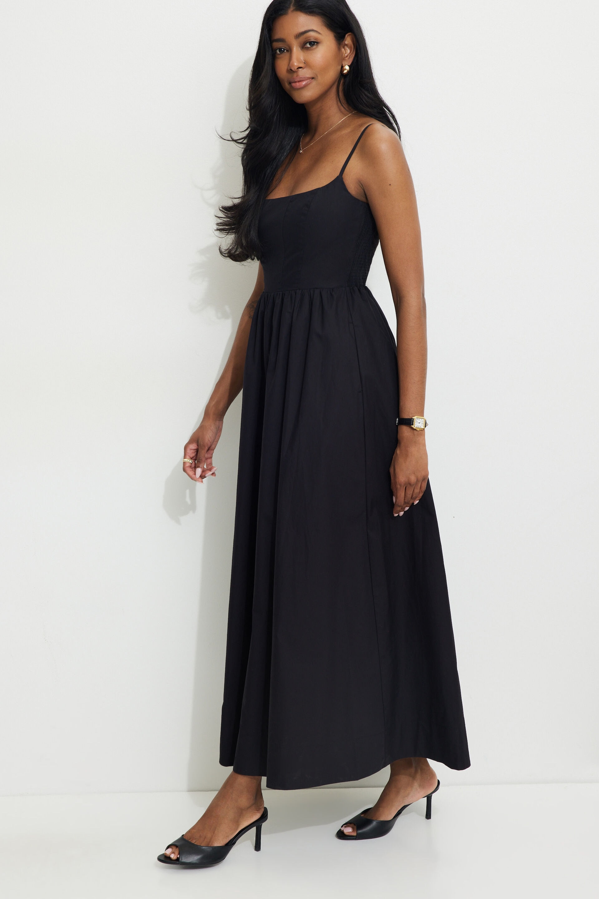 Robe bustier maxi en popeline