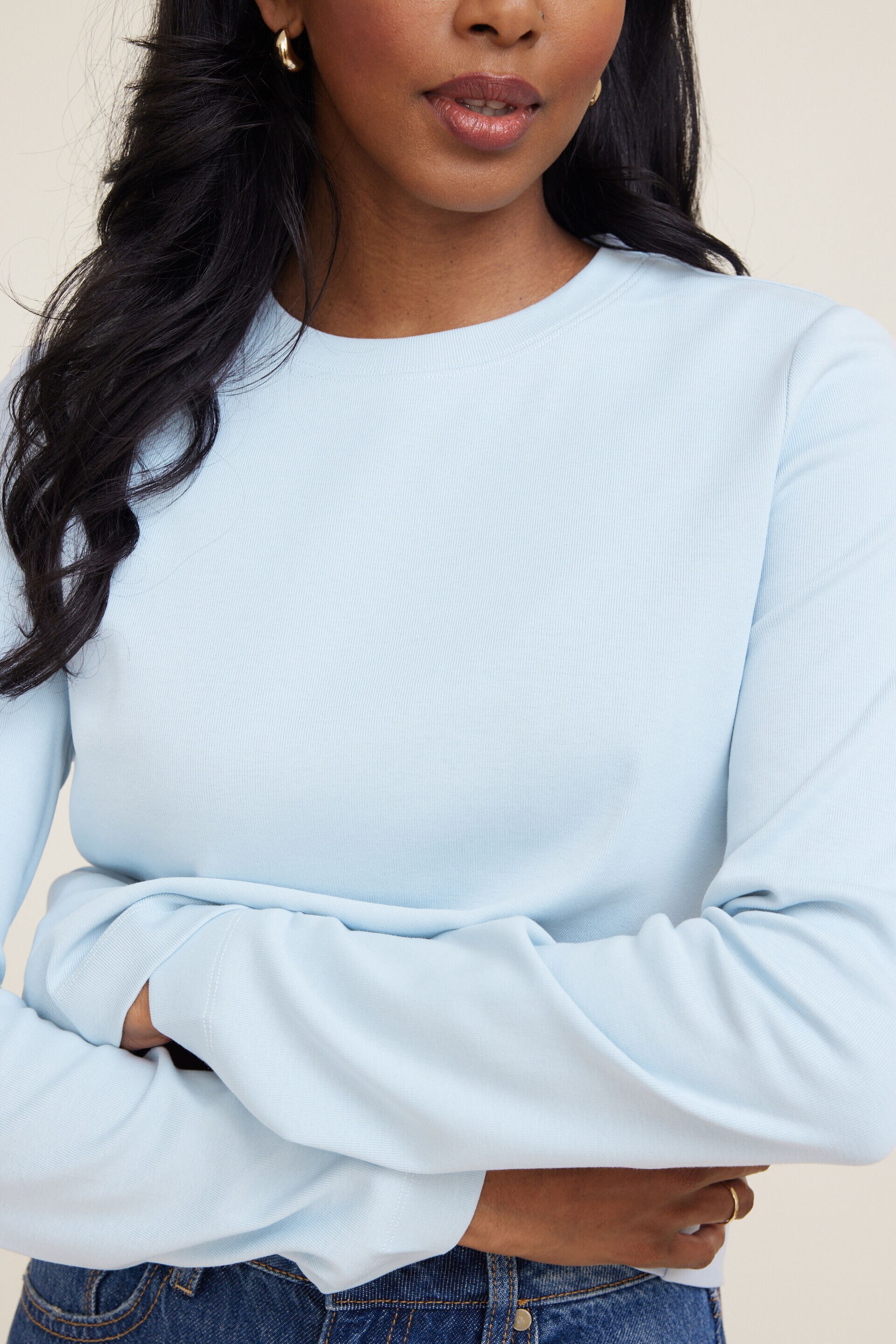 Boxy Cotton Long Sleeve T Shirt