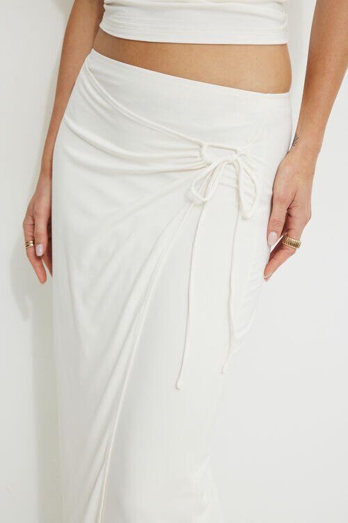 Wrap Jersey Maxi Skirt Beige Dynamite