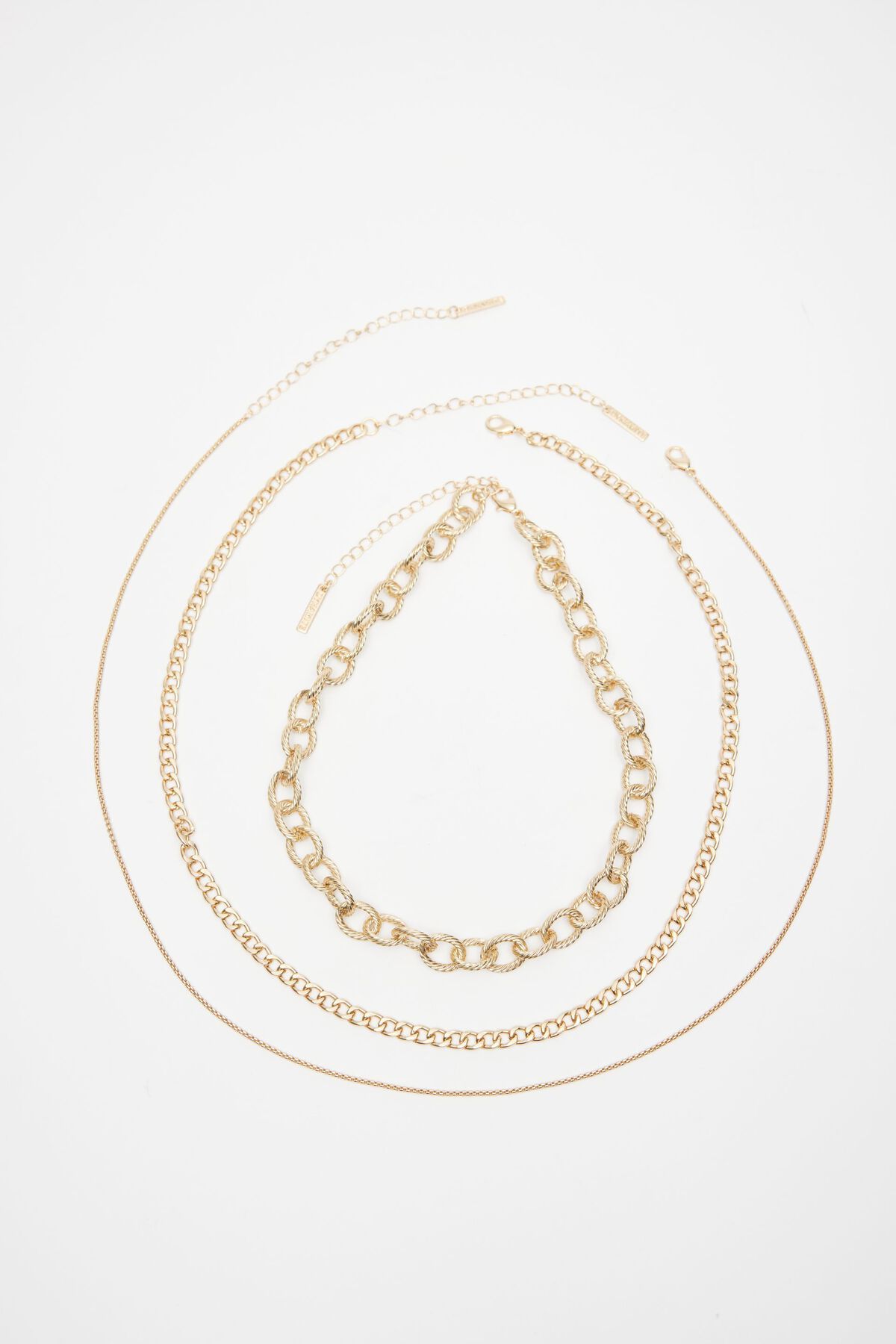 Dynamite Layered Textured & Oval Link Necklace. 2