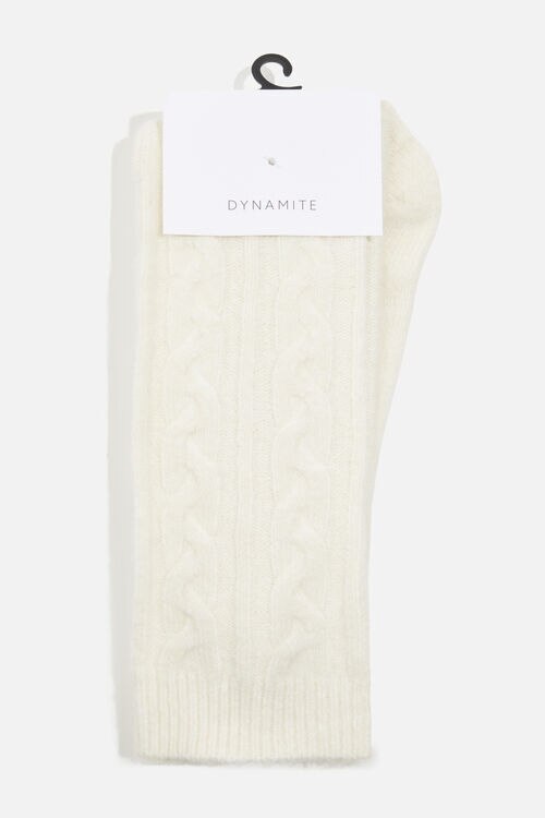 Heavenlyarn™ Cable Knit Calf High Socks Sea Salt Alternative view # 1 of Dynamite Accessories Heavenlyarn™ Cable Knit Calf High Socks in Sea Salt