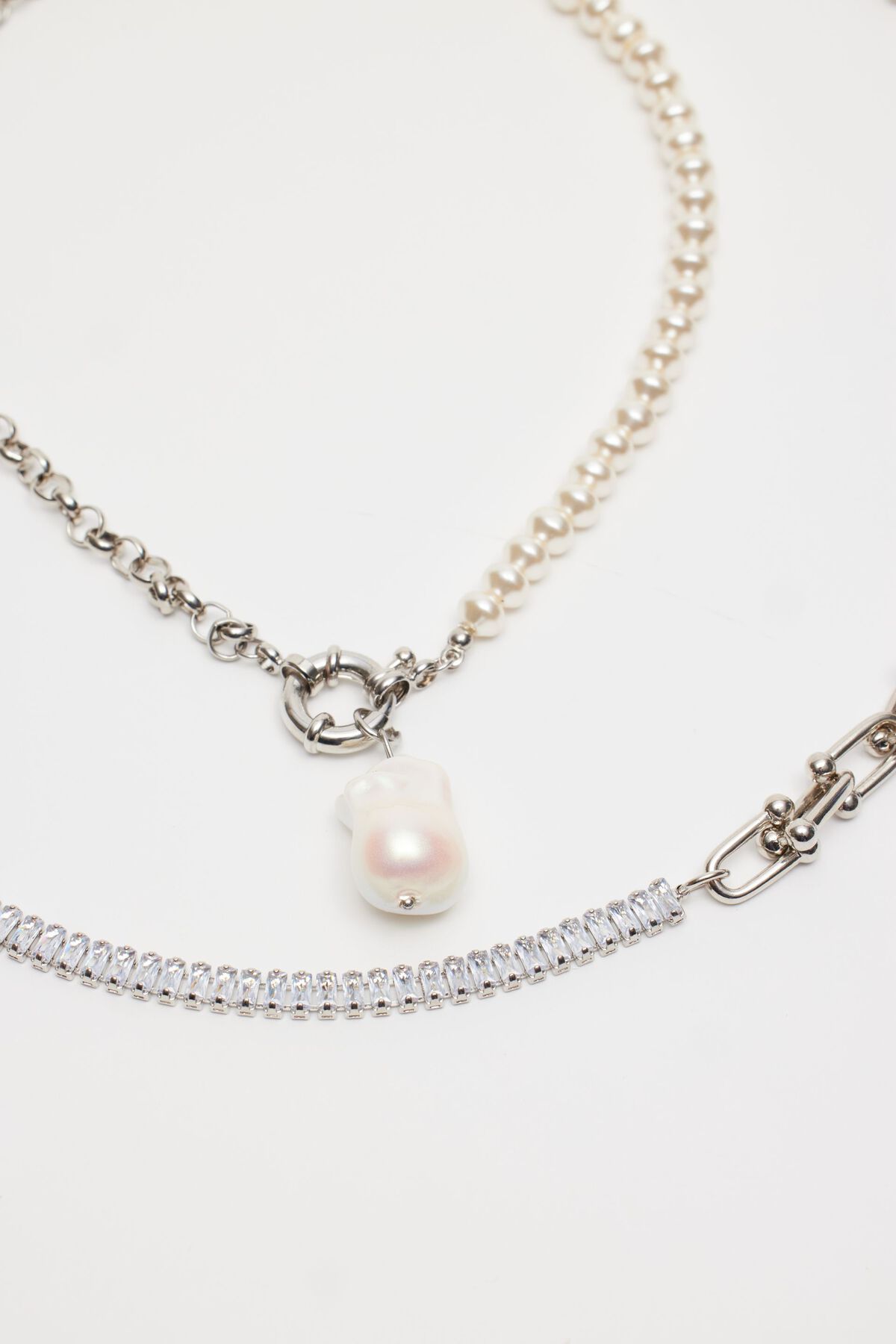 Dynamite Layered Pearl Drop Chain Necklace. 2