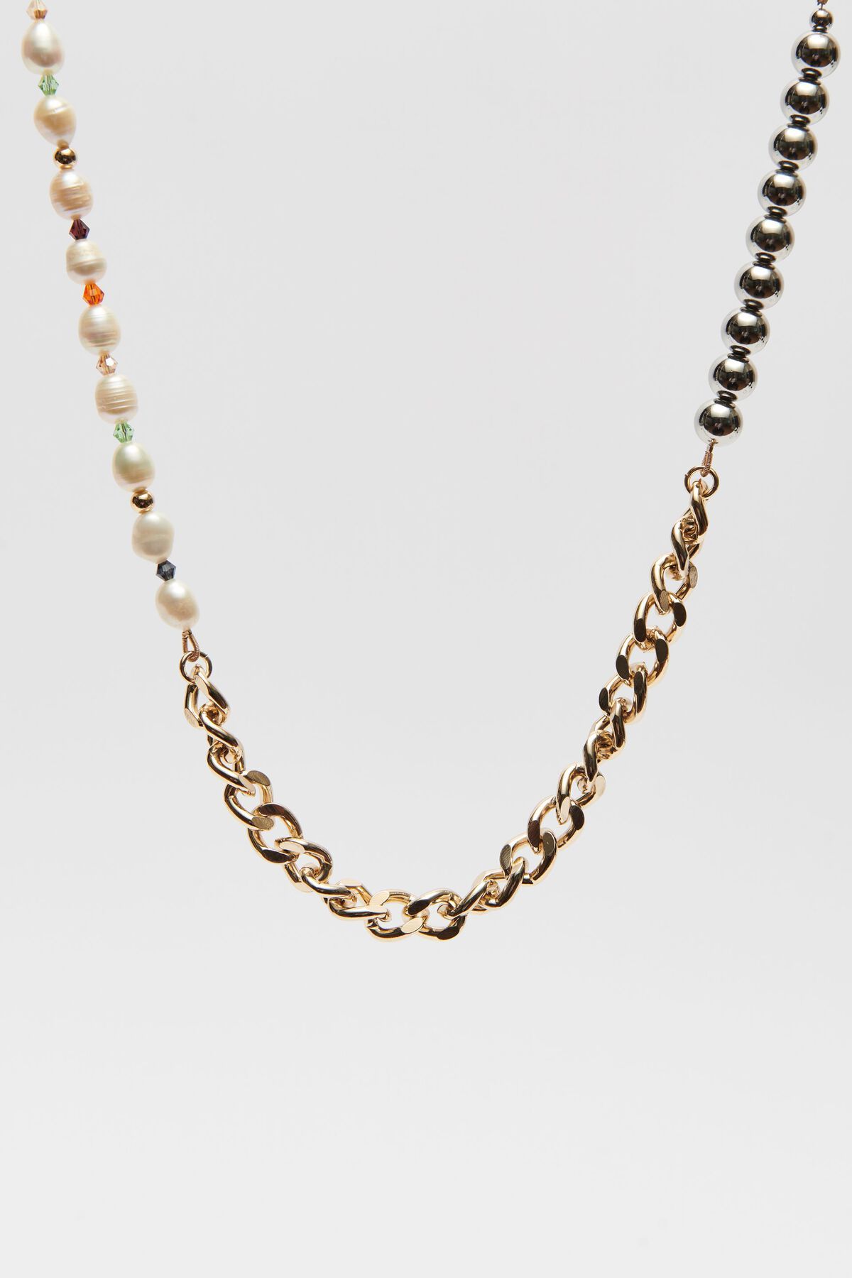 Dynamite Half Pearl & Chain Necklace. 2