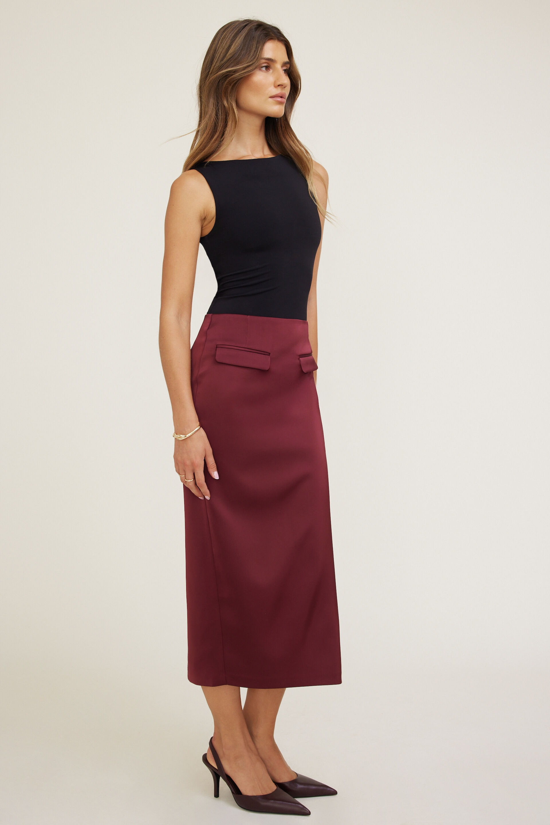 Satin Midi Skirt