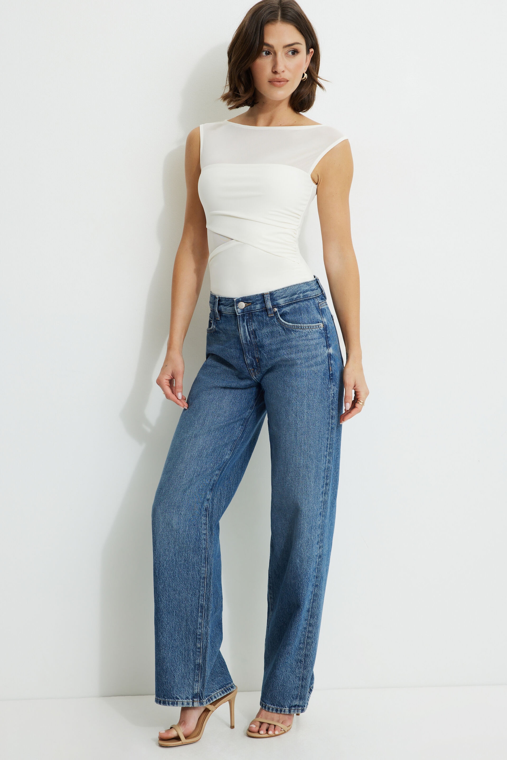 Justaucorps superposé en maille et tissu Sculpt