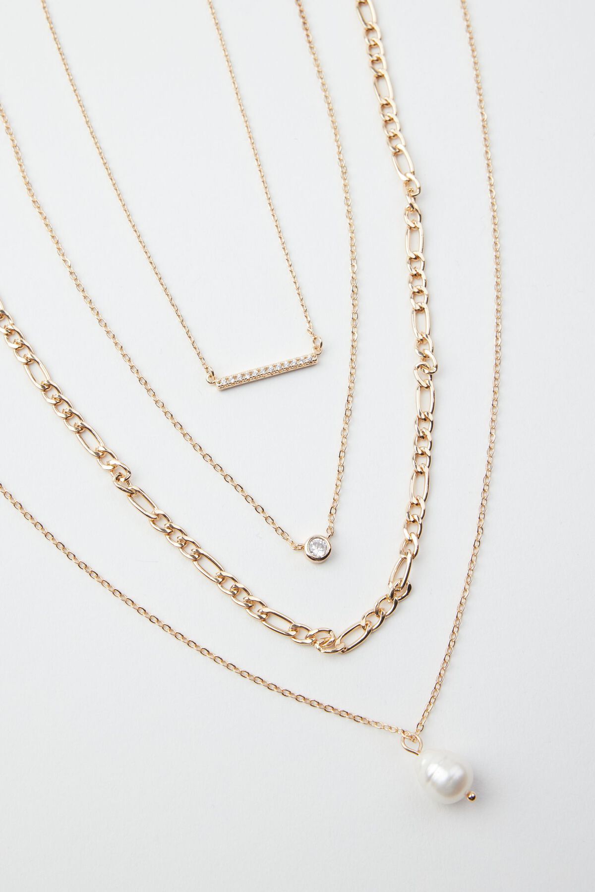 Dynamite Layered Gem & Pearl Chain Necklace. 3