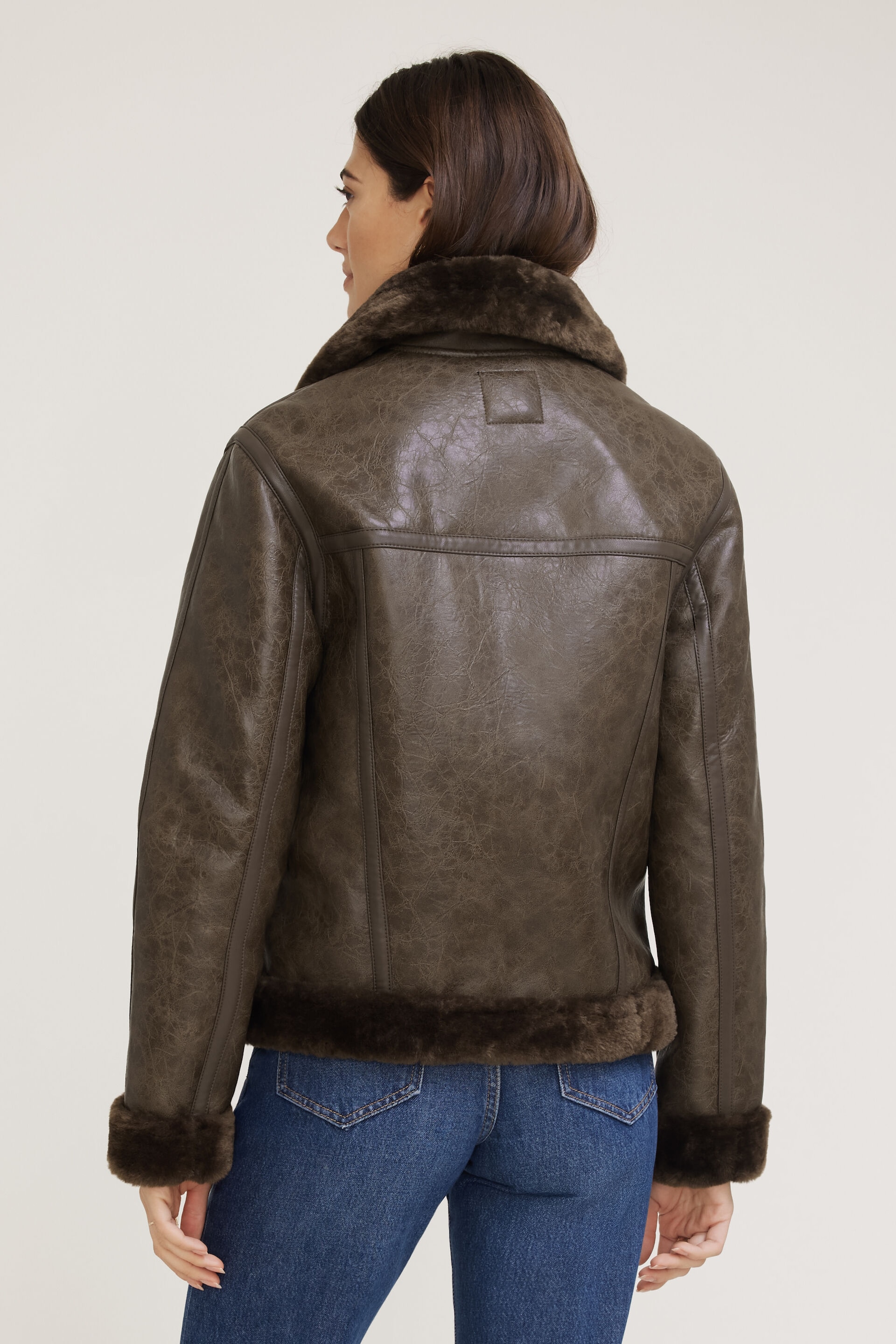 Faux Shearling Aviator Jacket