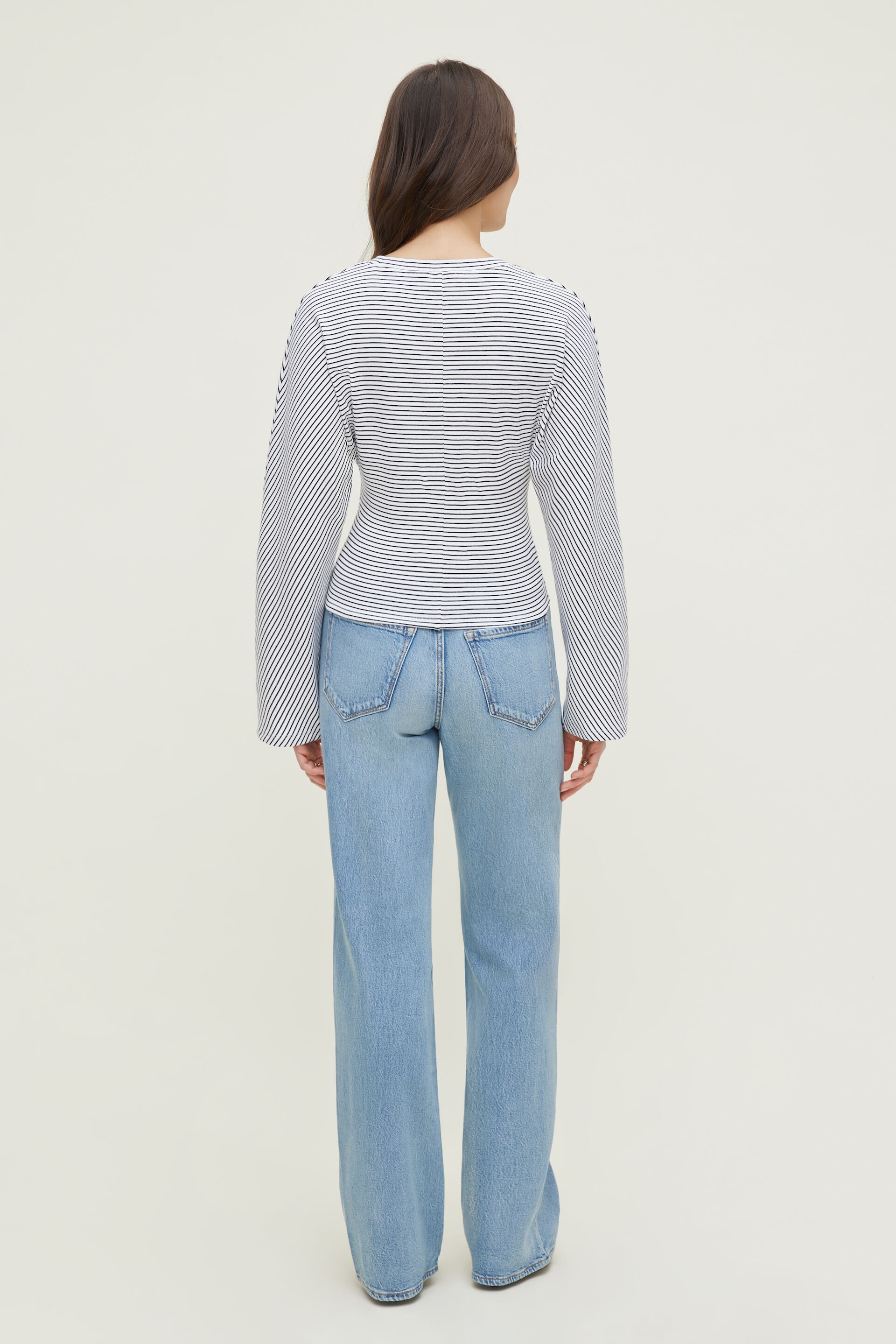 Haut rayé en coton épais à manches dolman