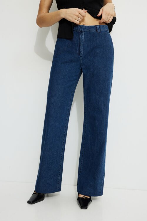 High Rise Wide Leg Trouser Jeans Blue Dynamite