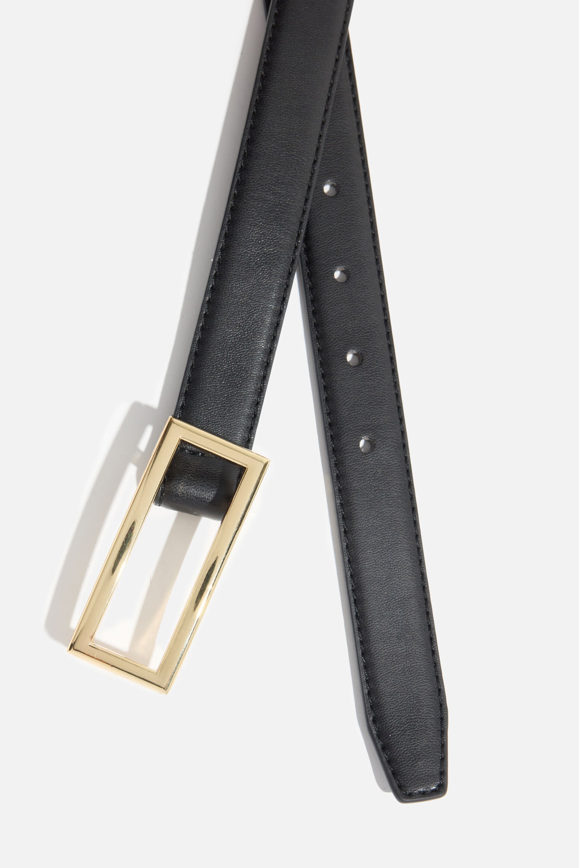 Square Slim Faux Leather Belt