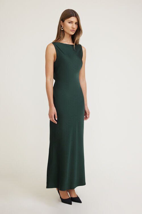 Nora Satin Maxi Slip Dress Green Dynamite