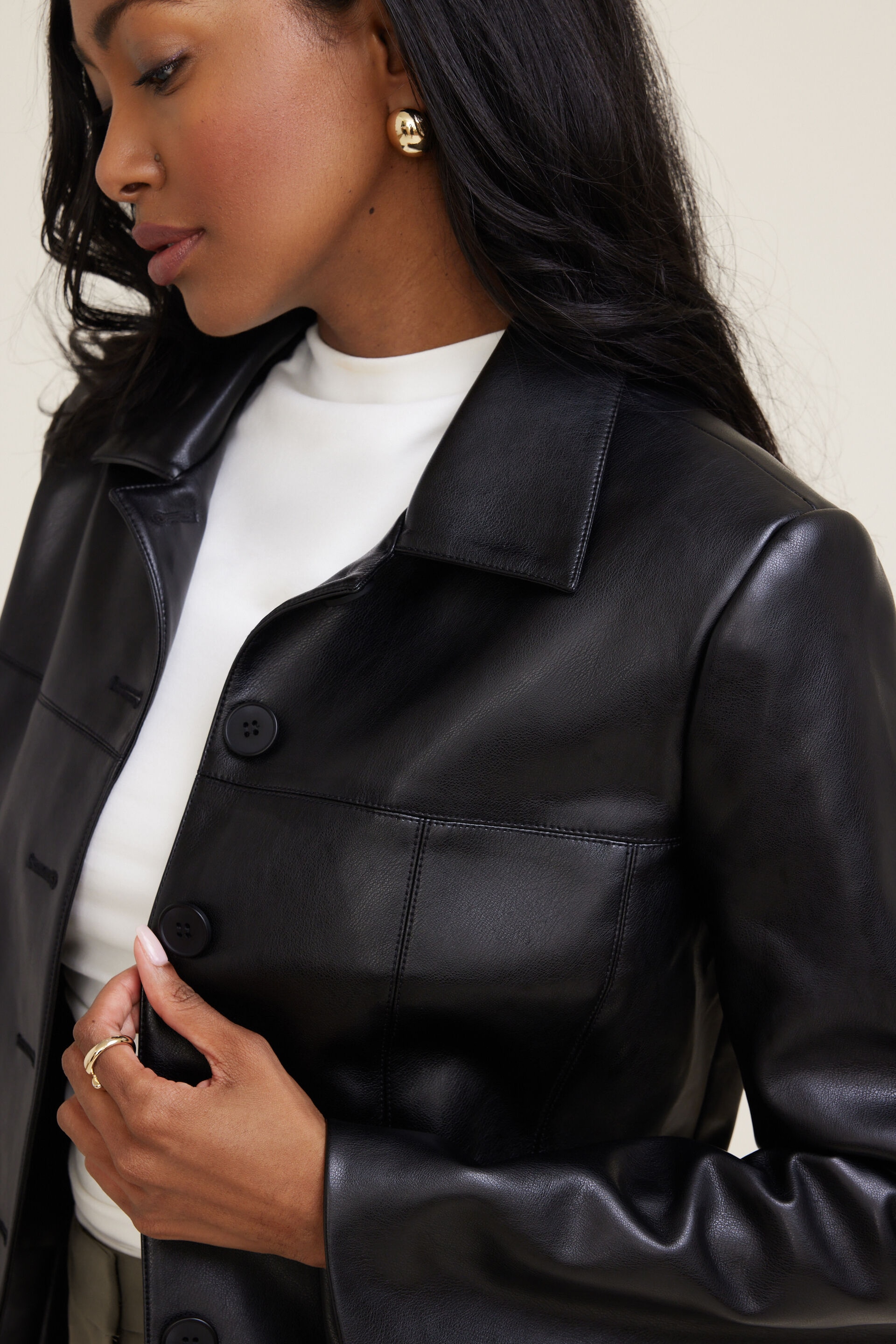 Blouson court en faux cuir Charlotte