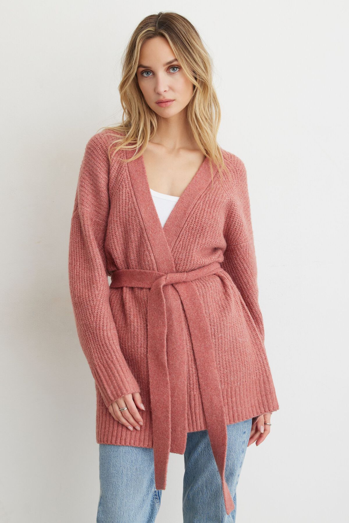Dynamite Cable Knit Belted Cardigan. 2
