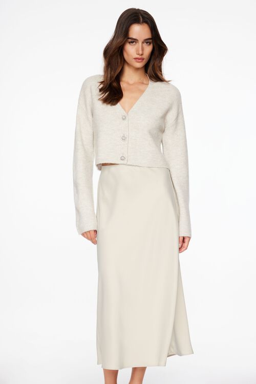 Satin Midi Skirt Formal Cream Skirt Satin Skirt