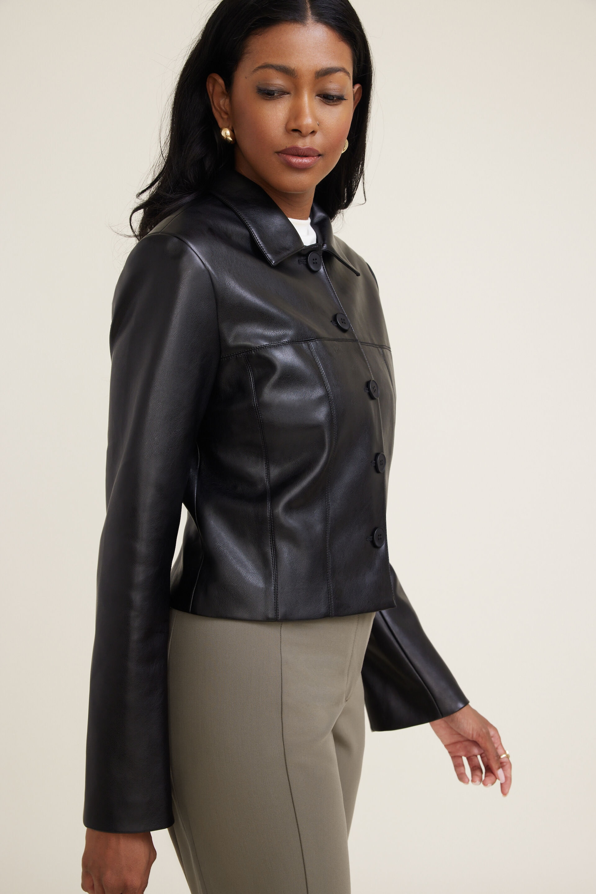 Charlotte Short Faux Leather Jacket