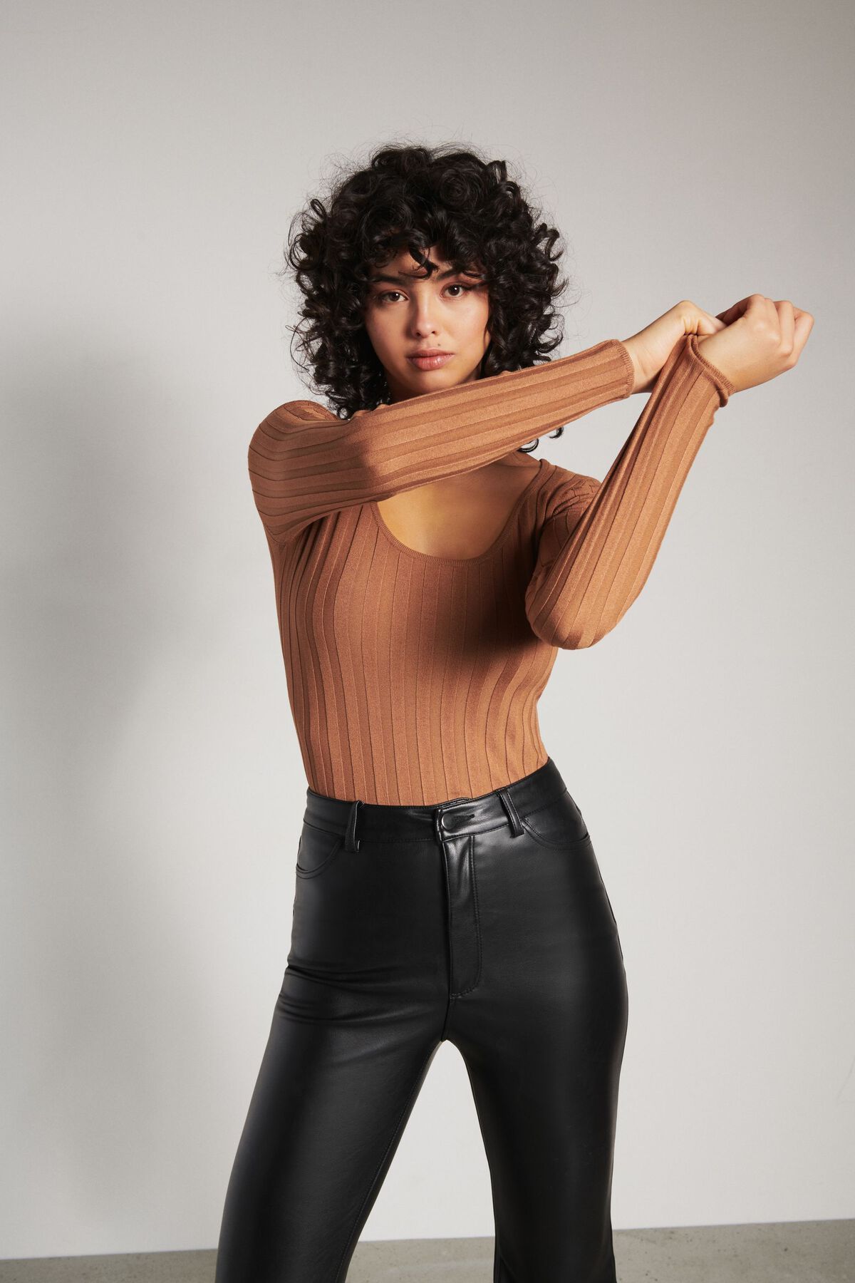 Dynamite Ribbed Scoop Neck Sweater. 3