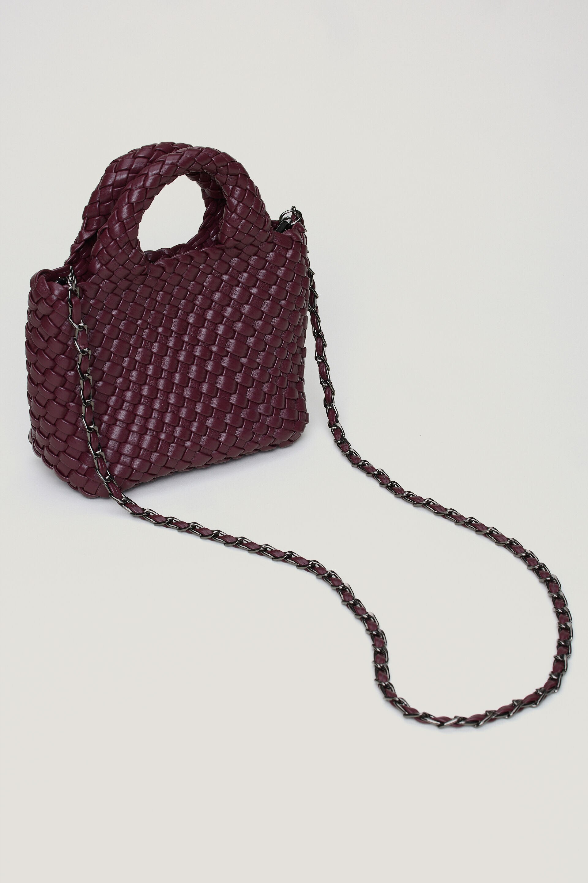 Mini Woven Faux Leather Tote