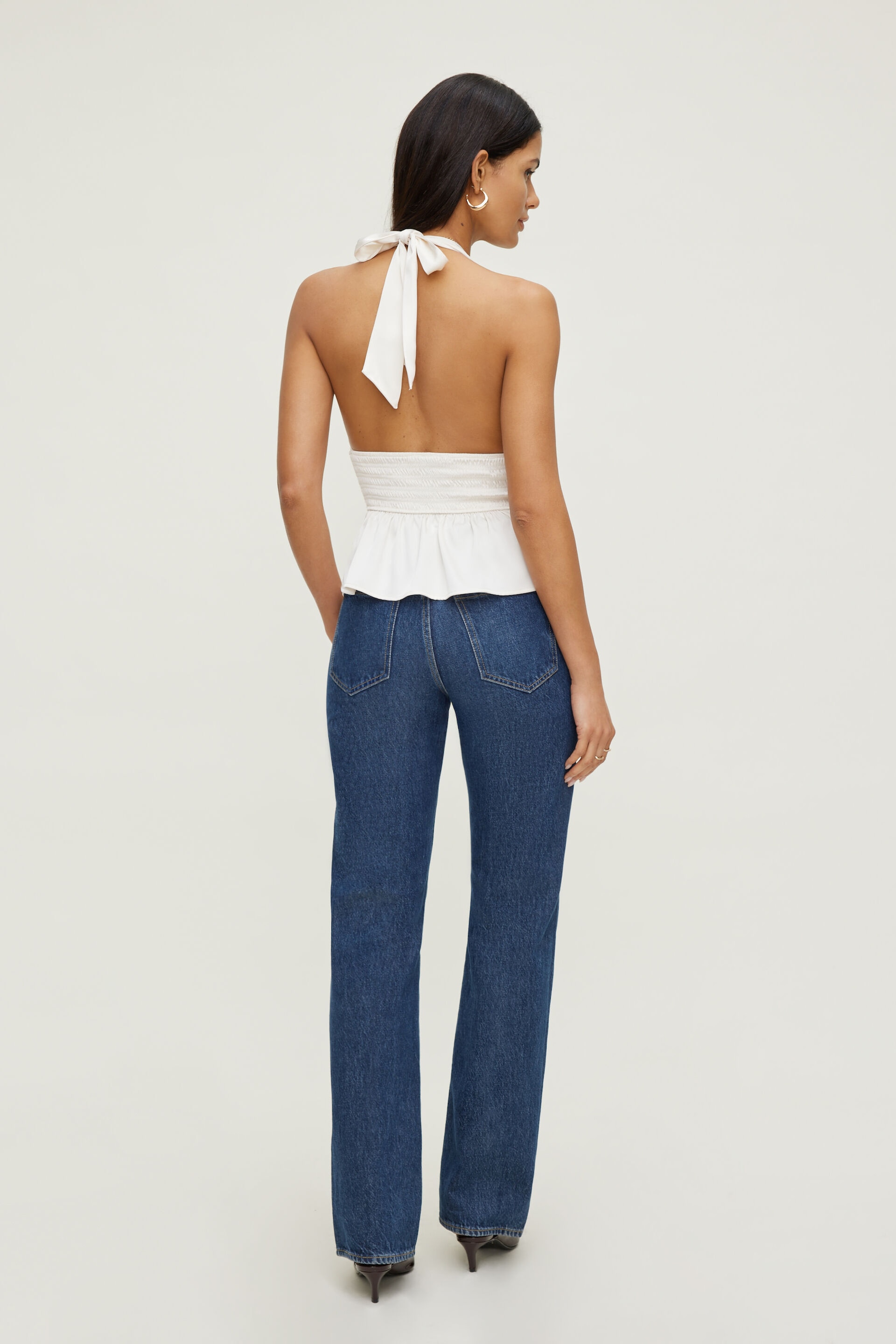 Haut licou à col plongeant en satin