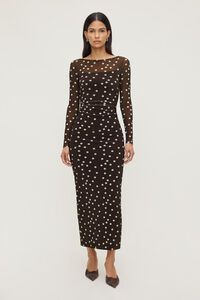 Polka Dot Mesh Maxi Dress