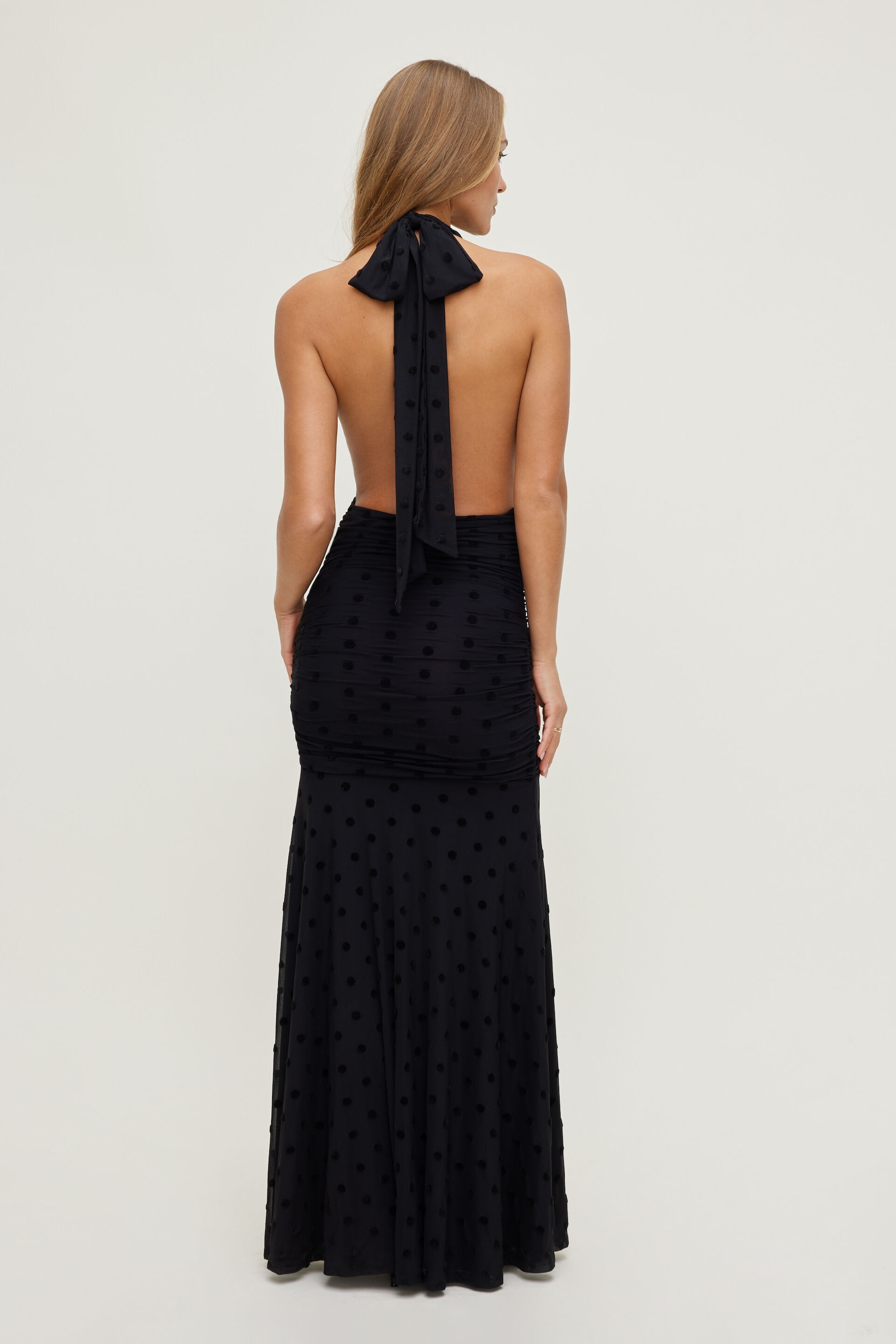 Polka Dot Mesh Maxi Dress