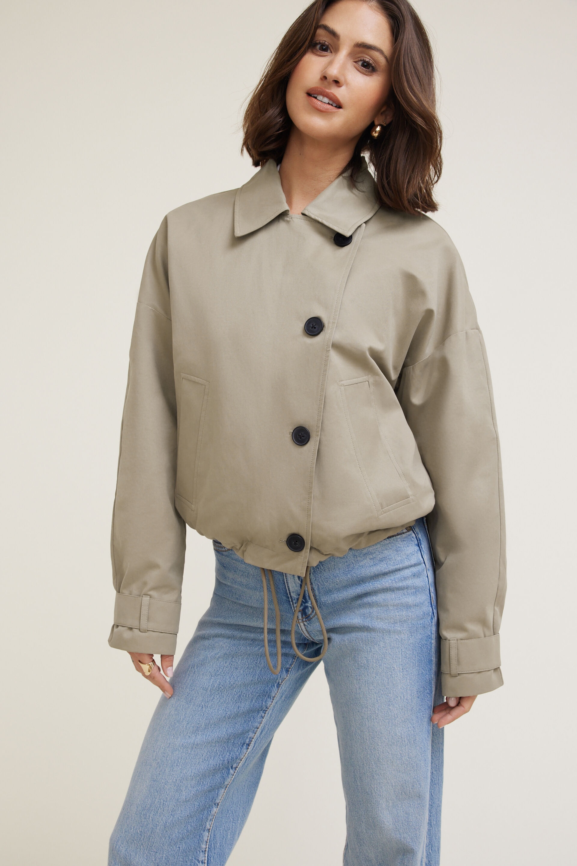 Asymmetric Short Trench Coat
