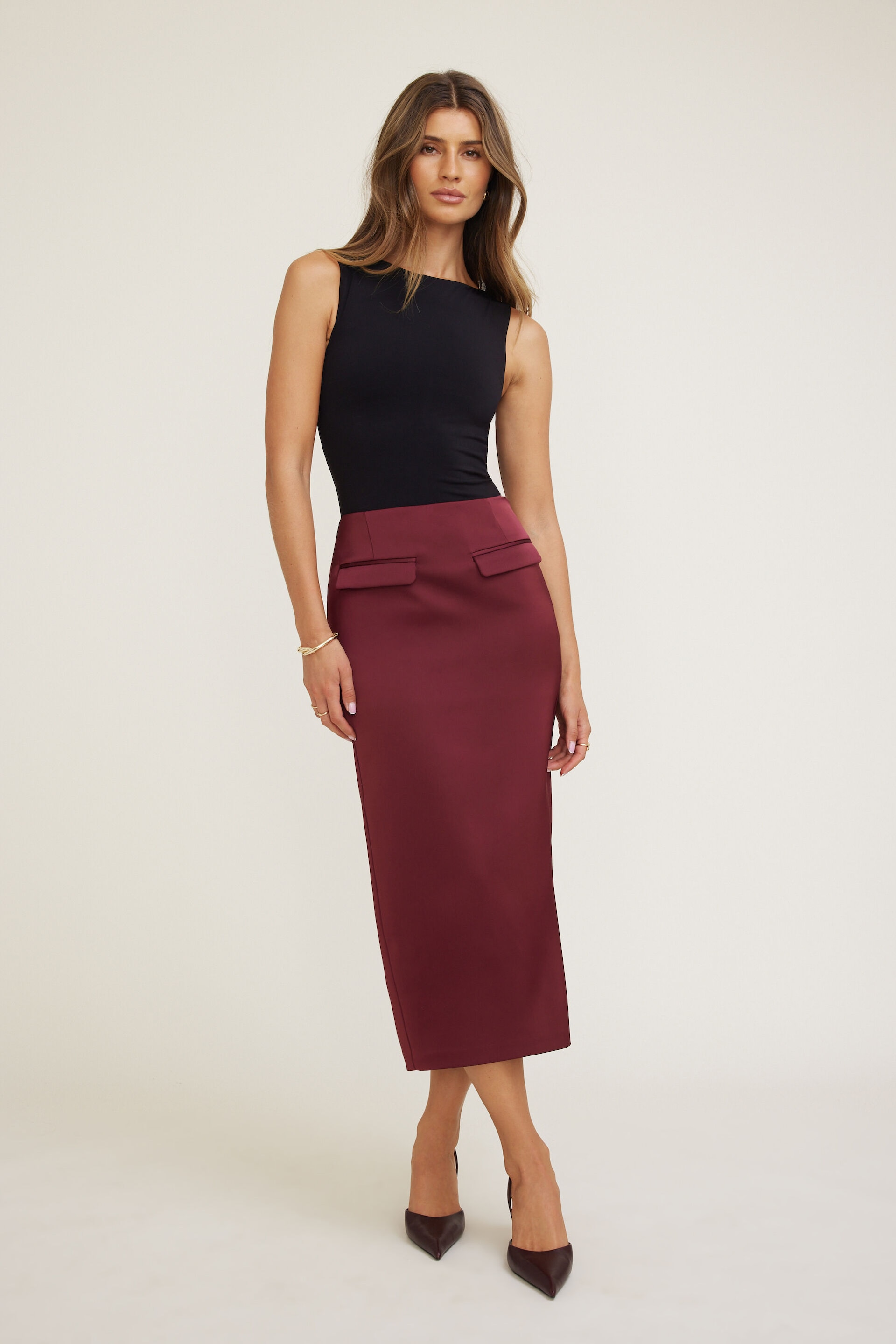 Satin Midi Skirt