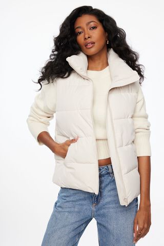 Quilted Long Puffer Vest Brobei