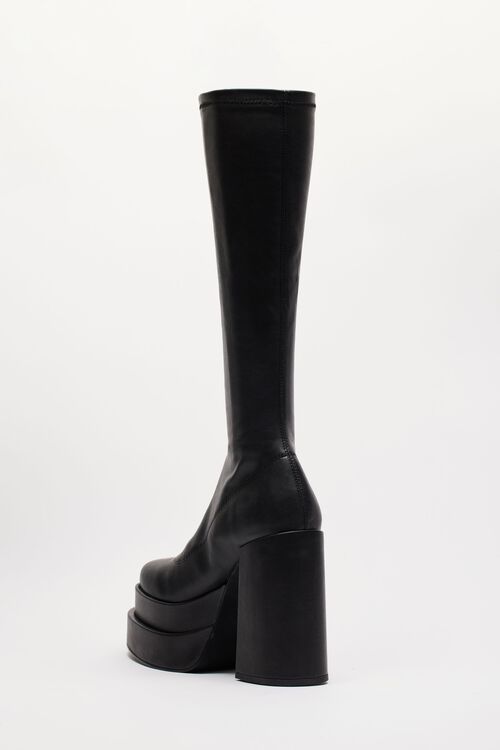 STEVE MADDEN Cypress Knee High Platform Boot Black Dynamite
