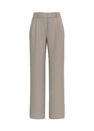 Pantalon taupe à jambe large.