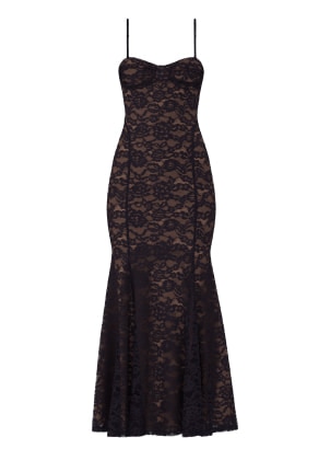 Brown floral maxi dress.