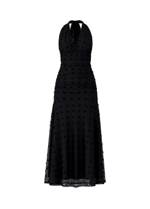 Black polka dot maxi dress.
