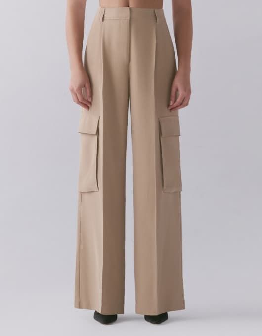 A model wears the Gemma wide leg cargo pants.
