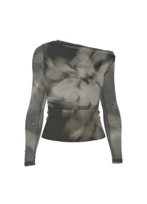 Black and khaki floral off shoulder top.