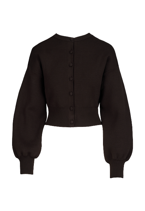 Brown balloon sleeve cardigan.