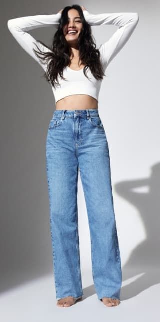 Shop wide leg jeans