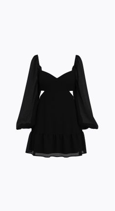 A black flared mini dress. 