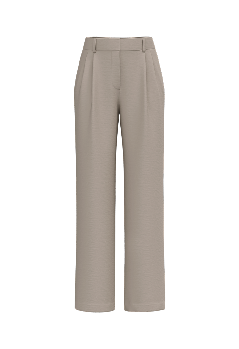 Taupe straight leg pants.