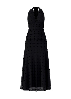 Black polka dot maxi dress.