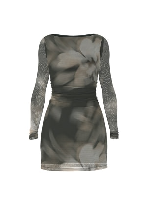 Black and khaki floral mini dress.