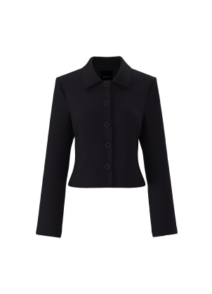 Black cropped blazer.