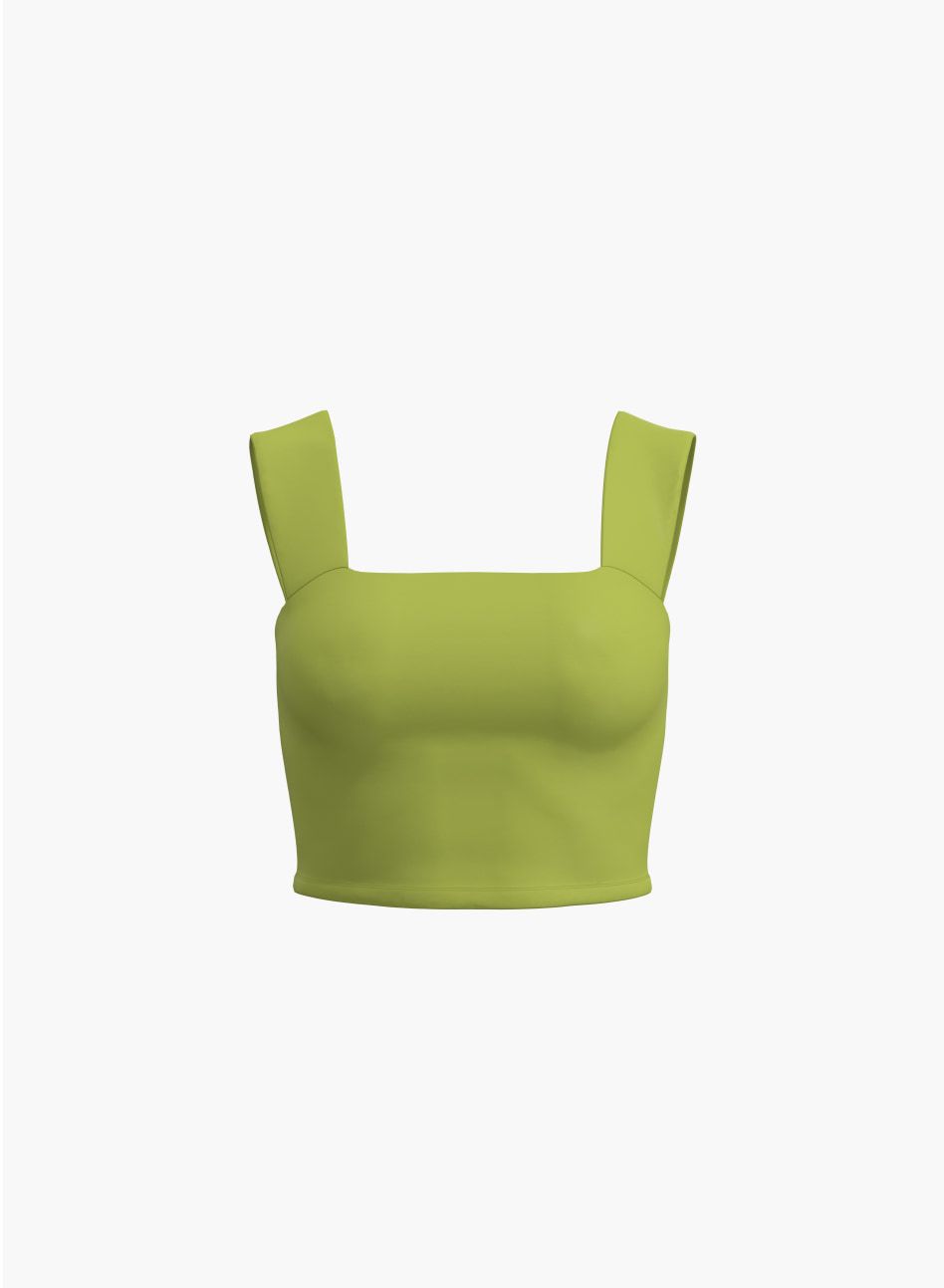 A wide strap green tank top.
