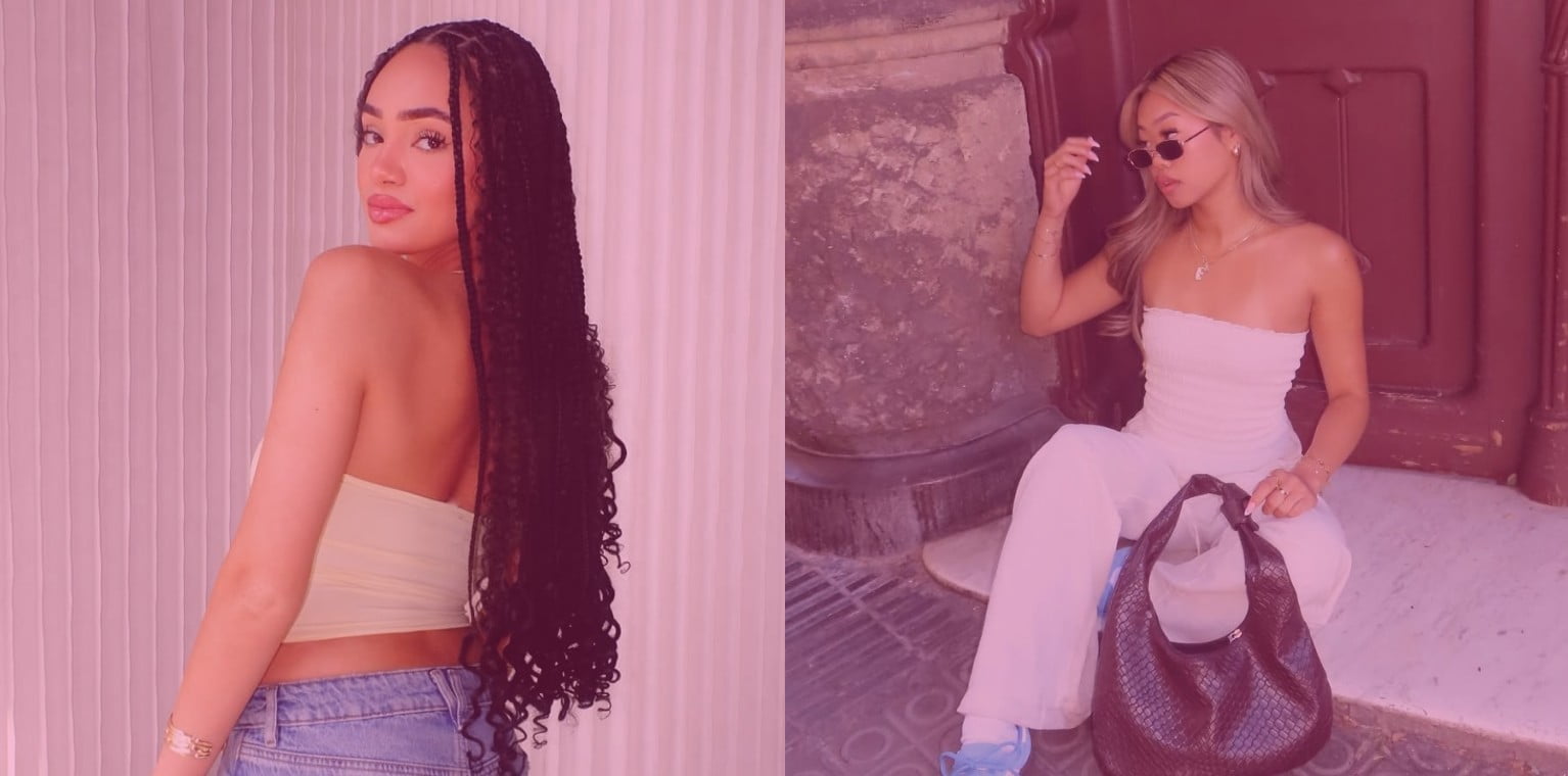 Two models pose wearing Garage clothing.