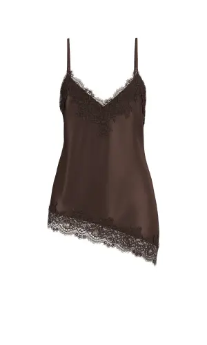 Brown satin cami top.