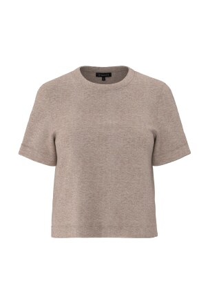 Brown crewneck T-shirt.