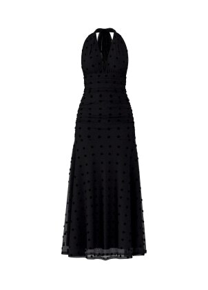 Black polka dot maxi dress.